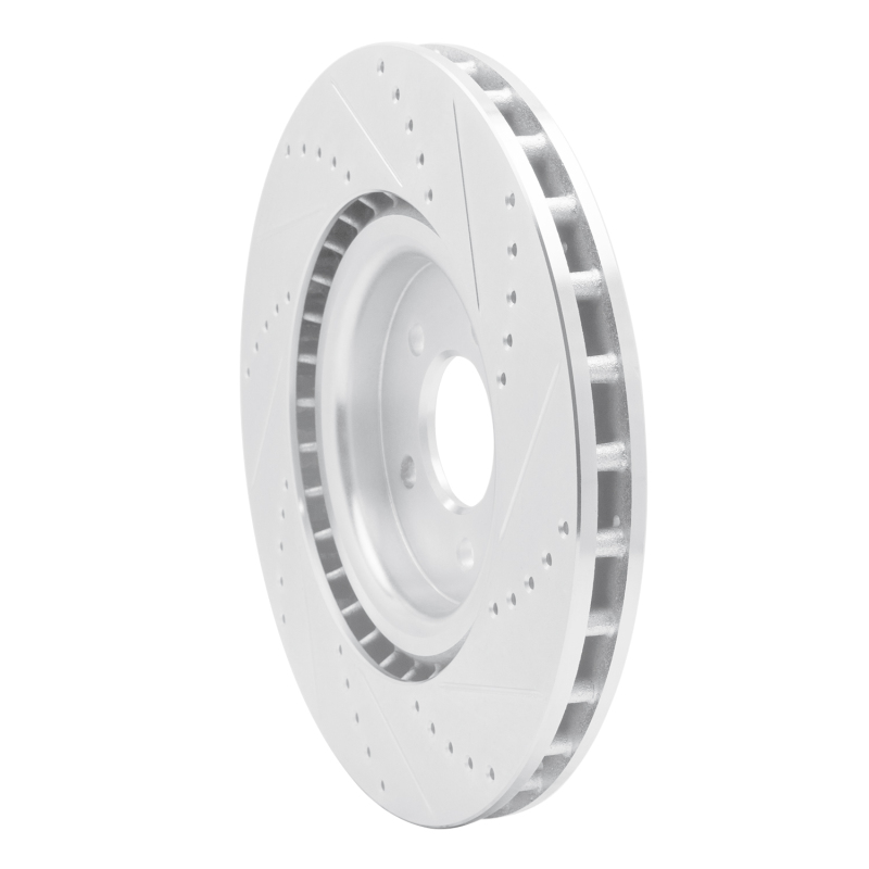 Ford Mustang Brake Rotor (1) - Front Left - R1 Concepts - Drilled & Slotted - Silver - `07-`14